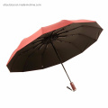 Strong Windproof Sports Umbrella 12 Ribs Three Fold Umbrella Promotional Folding Umbrella with Custom Logo